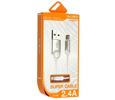 Кабель USB Moxom CC-49 lightning 2.4A білий 1740525