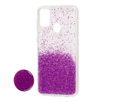 Чохол для Samsung Galaxy M21 / M30s Fashion блискітки + popsocket фіолетовий