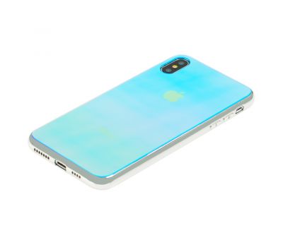 Чохол для iPhone Xs Max Rainbow glass з лого синій 1743776