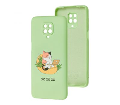 Чохол для Xiaomi Redmi Note 9s/9 Pro Wave Fancy freelance cat / mint gum
