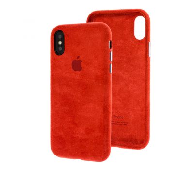 Чохол для iPhone X/Xs Alcantara 360 червоний