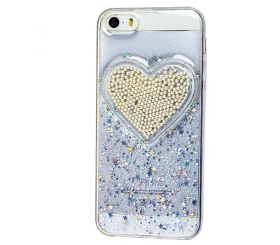 Чохол для iPhone 5 Diamond Hearts срібний