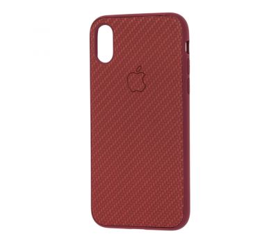 Чохол Carbon New для iPhone Xs Max темно-червоний