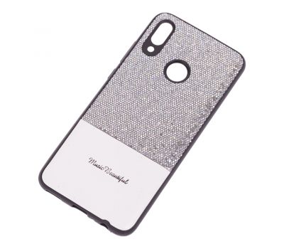 Чохол для Huawei P Smart 2019 Leather + блискітки сріблясті 1807258