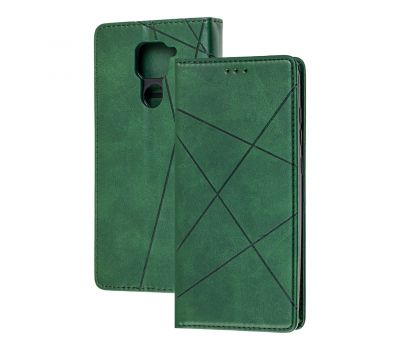 Чохол книжка Business Leather для Xiaomi Redmi Note 9 зелений