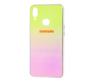 Чохол для Samsung Galaxy A10s (A107) Rainbow glass з лого зелений