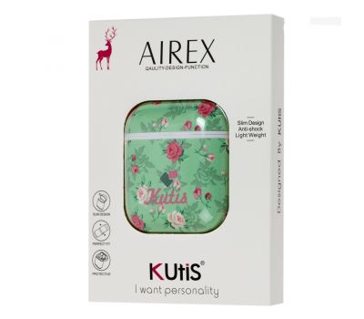 Чохол для AirPods Kutis green / pink flowers 1824946