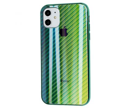 Чохол для iPhone 11 Carbon Gradient Hologram зелений