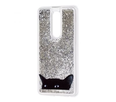 Чохол для Meizu M8 Note Блискучі вода сріблястий "чорний кіт"