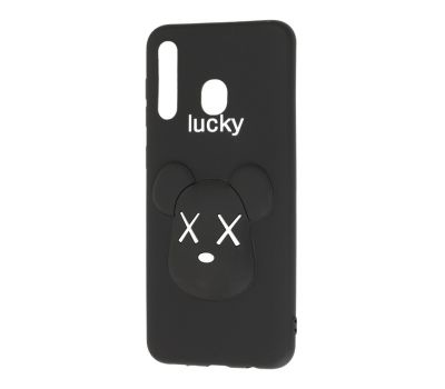 Чохол для Samsung Galxy A20/30 "ведмедик Lucky" чорний