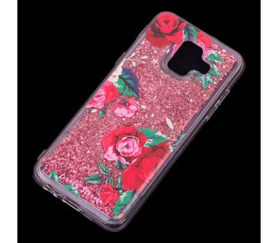 Чохол для Samsung Galaxy A6 2018 (A600) Блиск вода червоний "червоні троянди" 1870163
