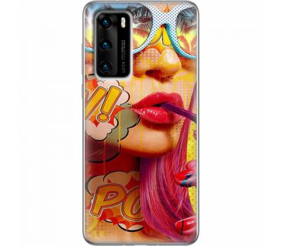 Силіконовий чохол BoxFace Huawei P40 Yellow Girl Pop Art (39746-up2442)