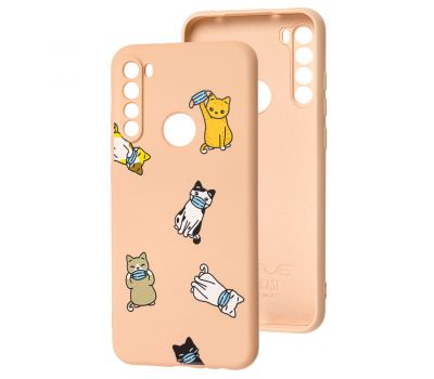 Чохол для Xiaomi Redmi Note 8T Wave Fancy cats with a mask / pink sand