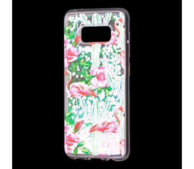 Чохол для Samsung Galaxy S8 (G950) Блискучі вода світло-рожевий "фламінго та кактуси"