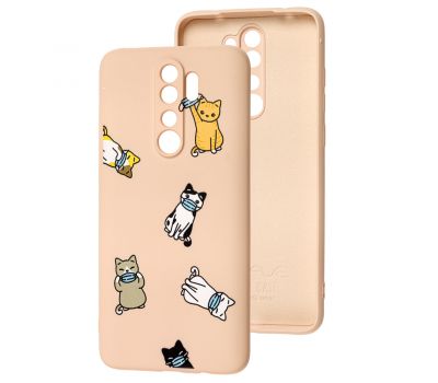 Чохол для Xiaomi Redmi Note 8 Pro Wave Fancy cats with a mask / pink sand