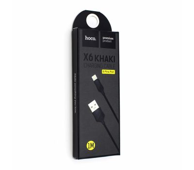 Кабель Hoco X6 Khaki Lightning Charging Cable (1 m) черный 2043253