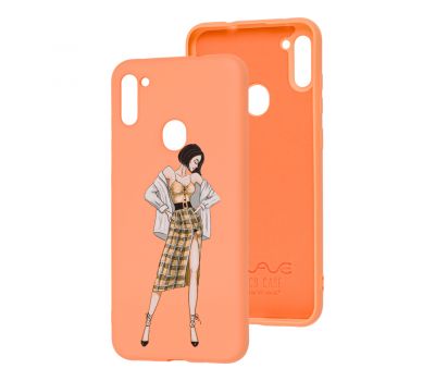 Чохол для Samsung Galaxy A11 / M11 Wave Fancy plaid skirt girl / peach