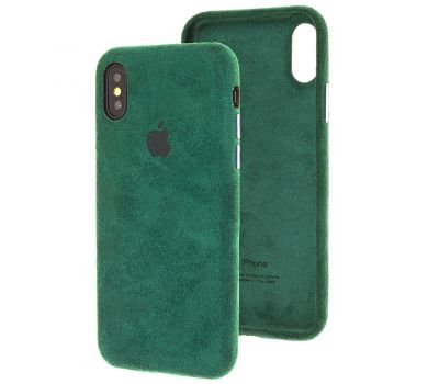 Чохол для iPhone X/Xs Alcantara 360 темно-зелений