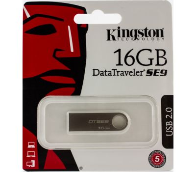 Флешка USB 2.0 Kingston DTSE9 16GB Metal (DTSE9H) Silver