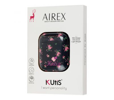 Чохол для AirPods Kutis black / pink flowers 2193412