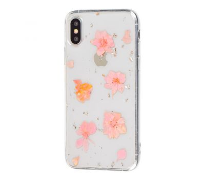 Чохол Nature Flowers для iPhone X / Xs гербарій рожеві квіти