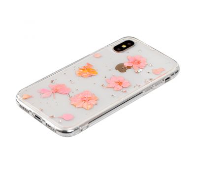 Чохол Nature Flowers для iPhone X / Xs гербарій рожеві квіти 2193462