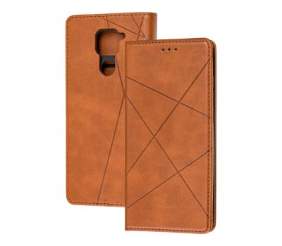 Чохол книжка Business Leather для Xiaomi Redmi Note 9 коричневий