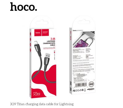 Кабель USB Hoco X39 Lightning Nylon Titan 2.4A 1m черный