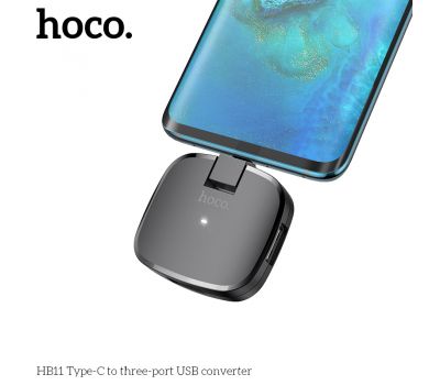 USB HUB Hoco HB11 Type-C OTG to 3USB 0.5A чорний 2319500