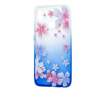 Чохол для Huawei P Smart 2019 Glamour ambre синій "квіти"