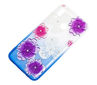 Чохол для Huawei P Smart 2019 Glamour ambre фіолетові "квіти" 2339234