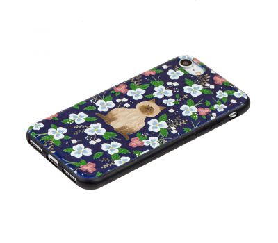 Чохол Fairy Tails для iPhone 7/8 кіт з квітами синій 2392527