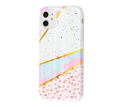 Чохол для iPhone 11 Design Mramor Benzo біло-рожевий