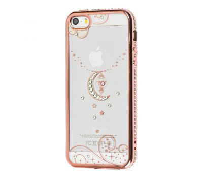 Чохол Kingxbar для iPhone 5 місяць зі стразами рожеве золото