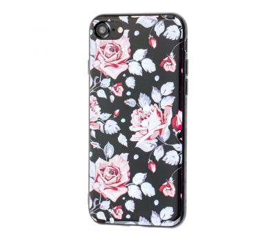Чохол Glossy Flowers для iPhone 7/8 чорний з трояндами