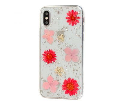 Чохол Nature Flowers для iPhone X / Xs рожевий гербарій