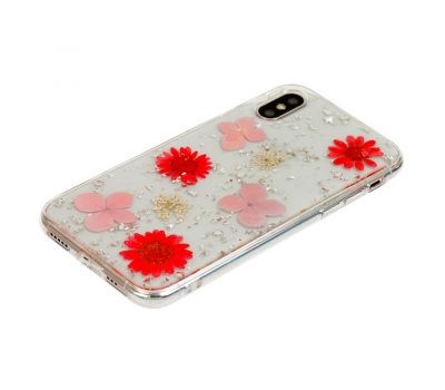 Чохол Nature Flowers для iPhone X / Xs рожевий гербарій 2425373