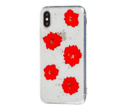 Чохол Nature Flowers для iPhone X / Xs гербарій червоні квіти