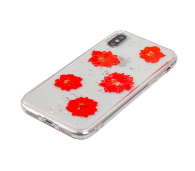 Чохол Nature Flowers для iPhone X / Xs гербарій червоні квіти 2425370