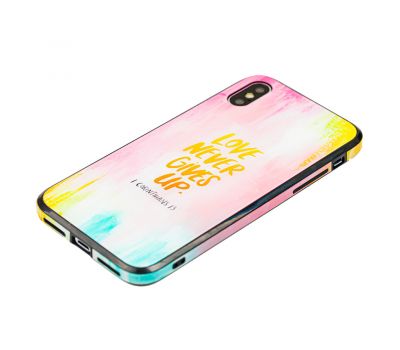 Чохол для iPhone X / Xs glass "love never gives up" 2425290