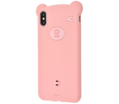 Чохол для iPhone X / Xs Baseus Bear silicone рожевий