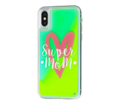 Чохол для iPhone X / Xs "Neon пісок" Super Mom