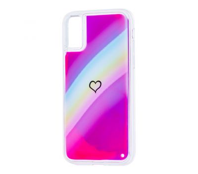 Чохол для iPhone X / Xs "Neon пісок" рожевий "райдуга / серце"