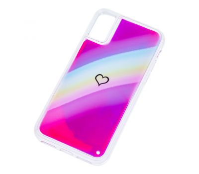 Чохол для iPhone X / Xs "Neon пісок" рожевий "райдуга / серце" 2426858