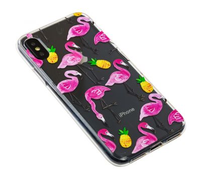 Чохол Chic Kawair для iPhone X / XS рожеві фламінго 2426525