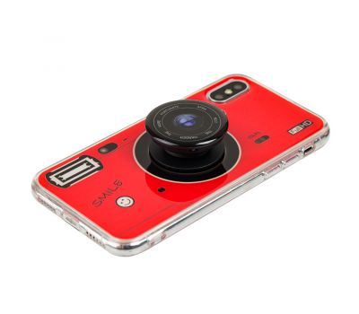 Чохол для iPhone X Photo Popsocket червоний 2427424