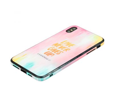 Чохол для iPhone Xs Max glass "love never gives up" 2429656