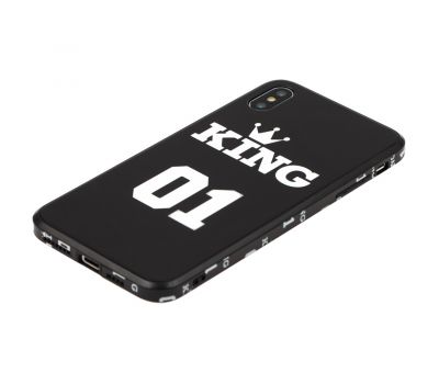Чохол для iPhone Xs Max HQ glass "король 01" чорний 2429235