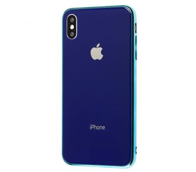 Чохол для iPhone Xs Max силікон-скло синій