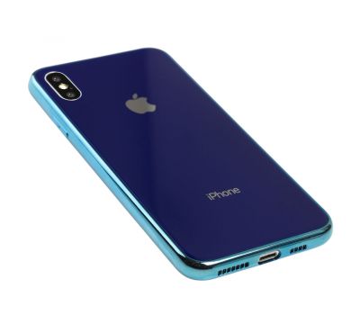 Чохол для iPhone Xs Max силікон-скло синій 2429244